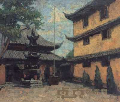 徐悲鸿 1940年作 寺庙风景 58×69cm